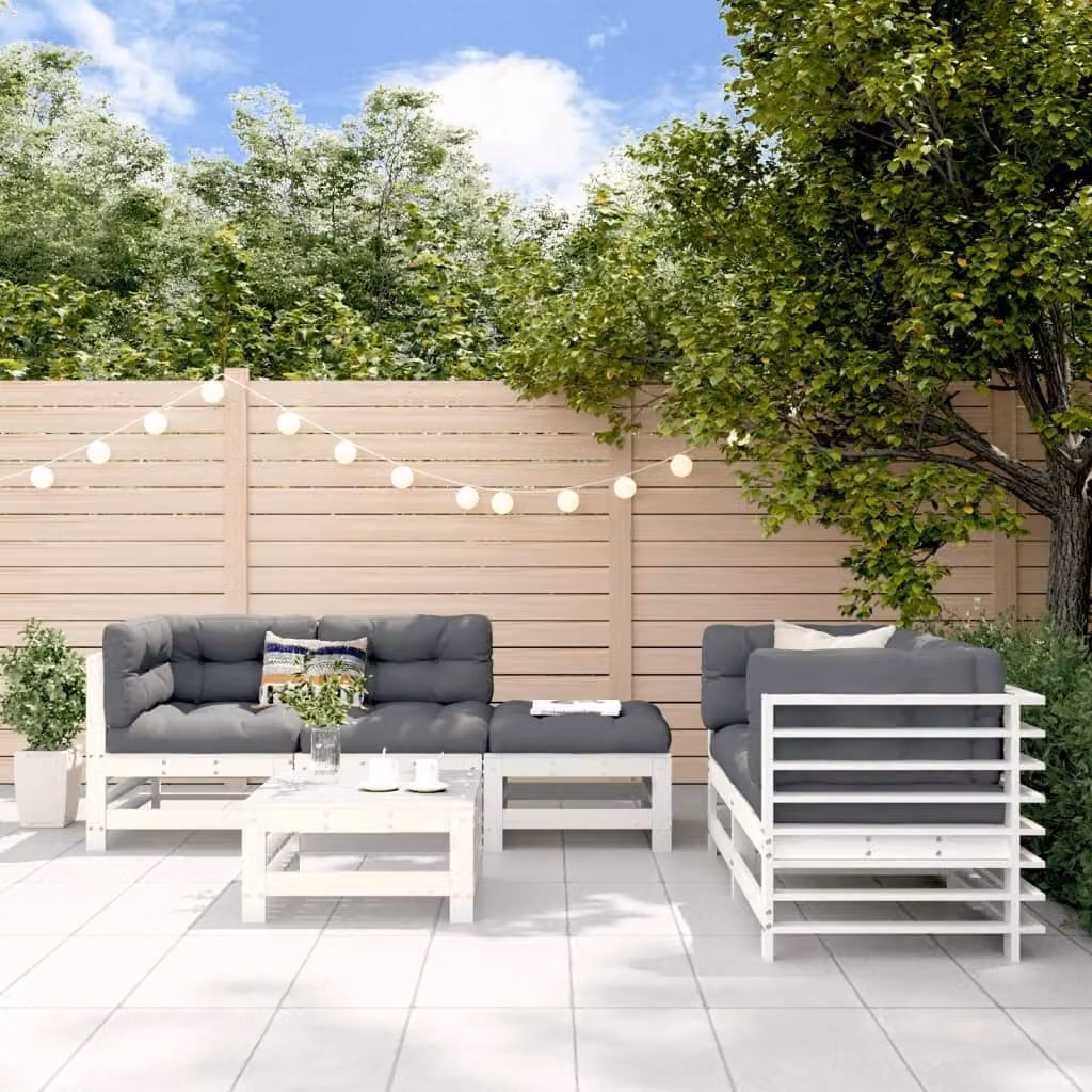 Maison Exclusive - Set Salotto da Giardino 6 pz Bianco in Legno Massello di Pino