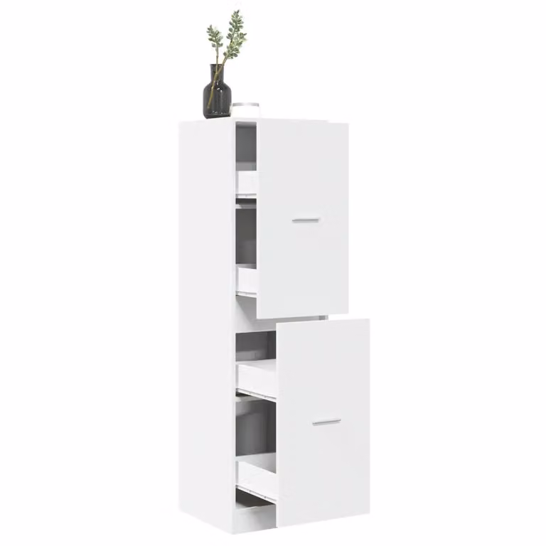 Armadietto da Farmacia da Parete vidaXL Bianco con Cassetti e Ante a Battente in MDF, L 40 cm x P 41 cm x H 144,5 cm