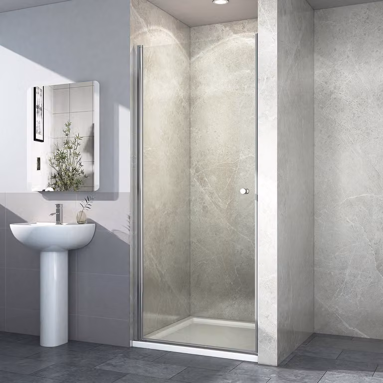 EMKE Porta doccia 80 x 185 cm Porta a battente Porta per nicchia Porta doccia a battente in vetro di sicurezza ESG da 6 mm con rivestimento nano su entrambi i lati