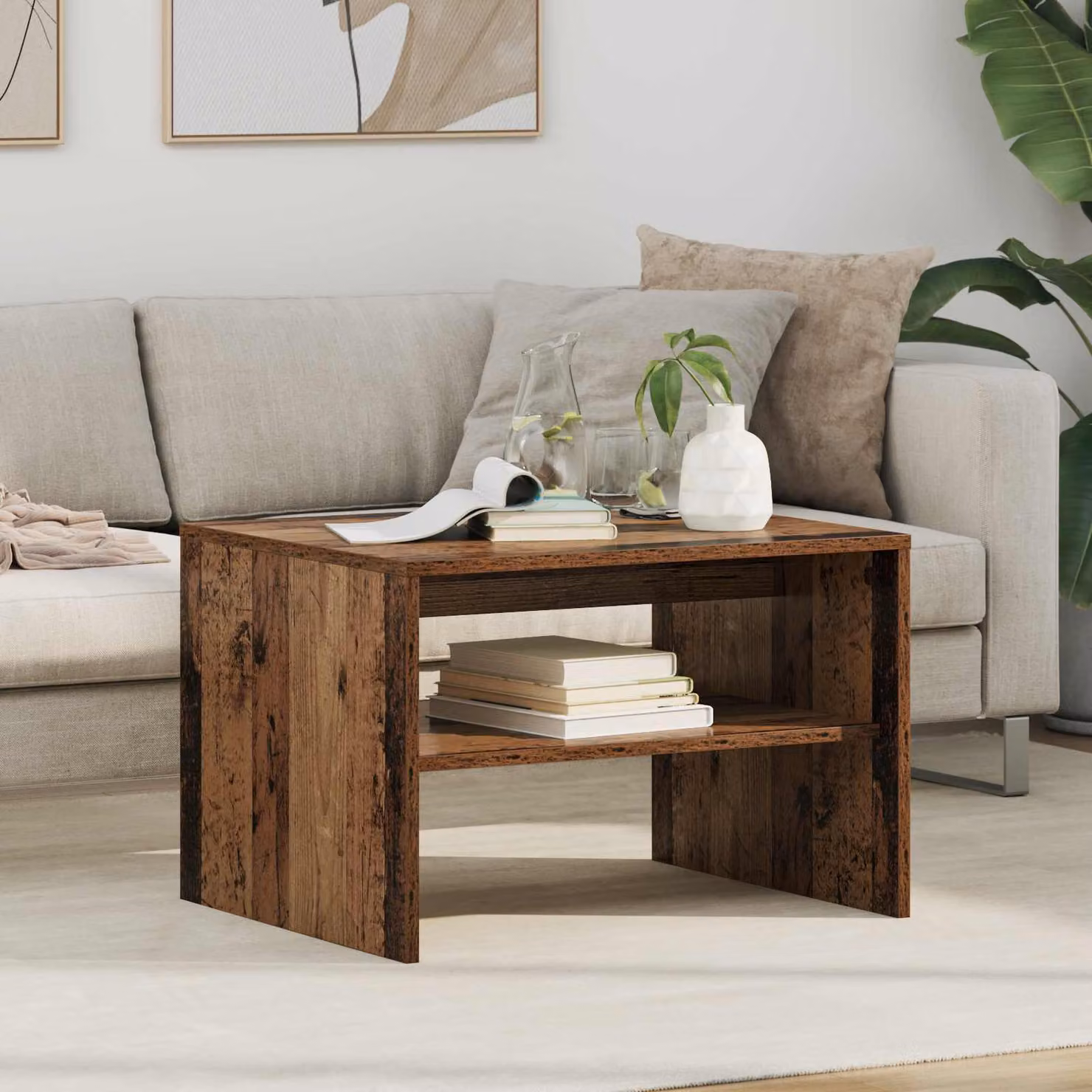 Tavolino da salotto moderno vidaXL in legno marrone L: 60 cm, P: 50 cm, H: 40 cm