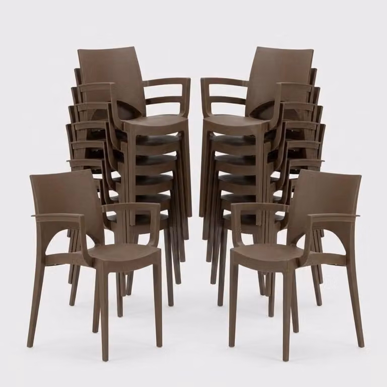 set di 24 sedie Paris Arm Grand Soleil con braccioli ristoranti e bar - Marrone