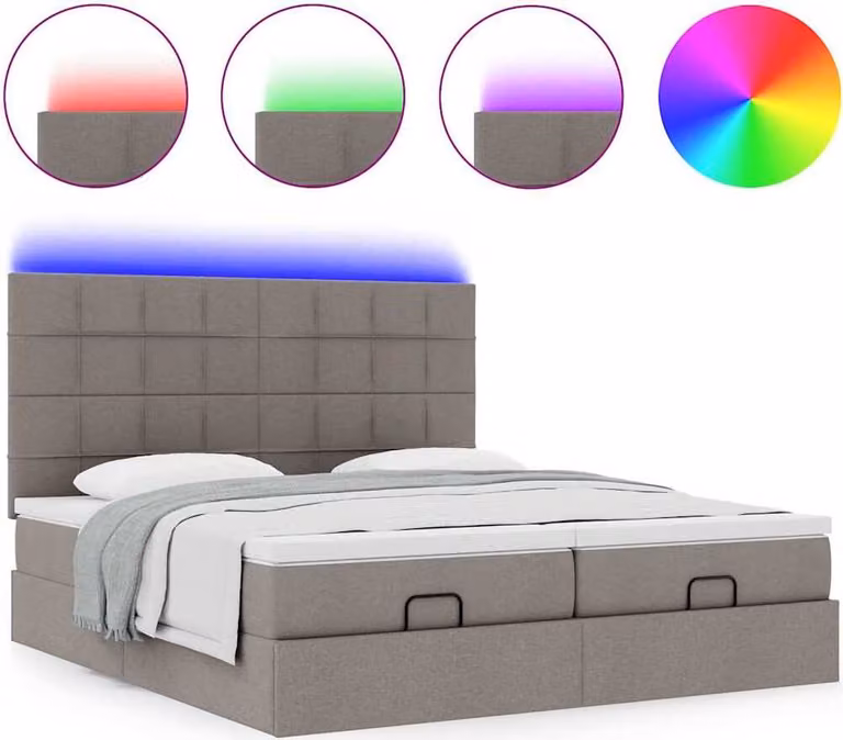 Struttura Letto Pouf con Materassi Tortora 180x200cm in Tessuto