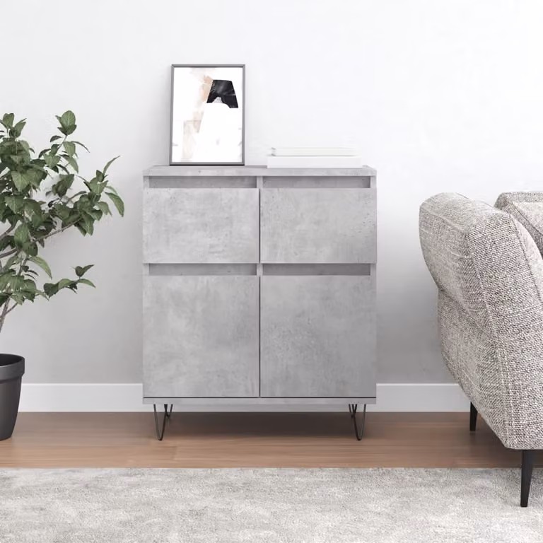 Credenza moderna vidaXL in legno e metallo, colore grigio, L 60 cm x P 35 cm x H 70 cm