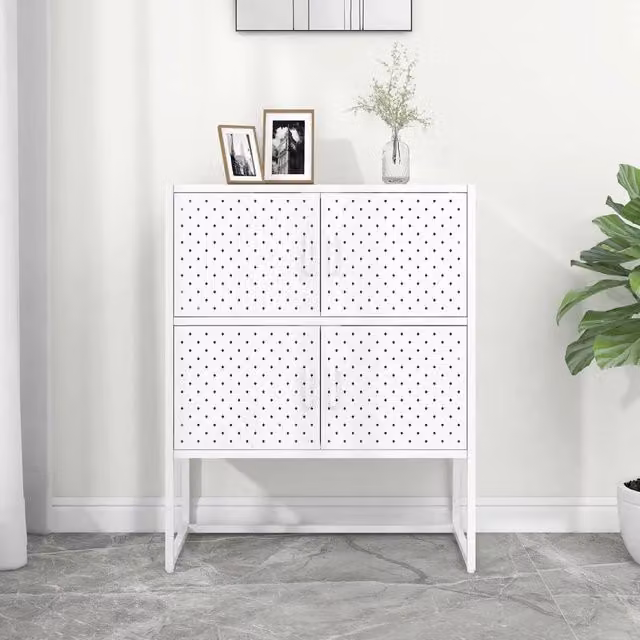 Credenza moderna vidaXL in metallo bianco opaco con ante a battente L/P/H: 80 x 35 x 100 cm