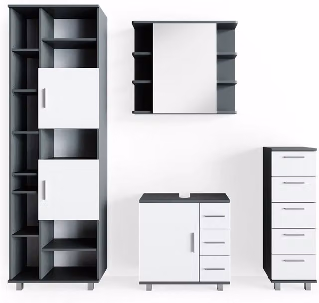 Set mobili bagno Ilias Antracite 4 pezzi Vicco