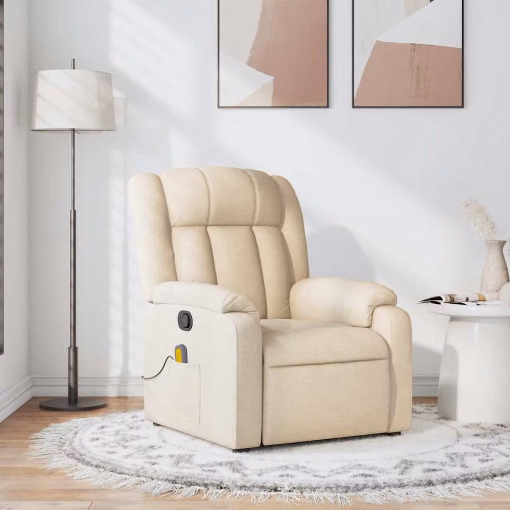 vidaXL Poltrona Reclinabile Relax in Tessuto Beige con Braccioli