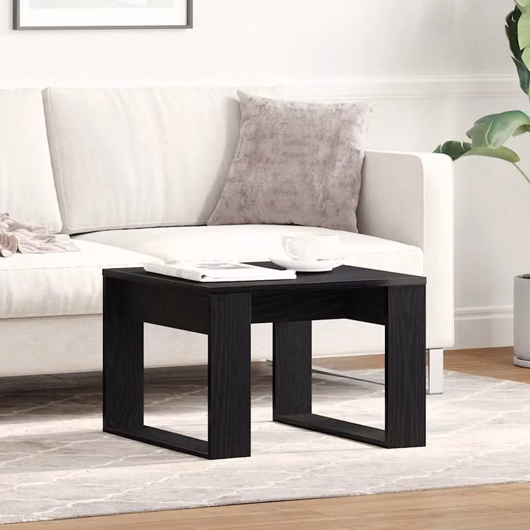 vidaXL Tavolino da salotto moderno in rovere e nero, L/P/H: 50 x 50 x 35 cm