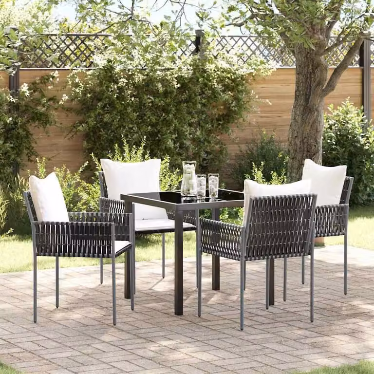 Set da giardino - Set di mobili da esterno - Set tavolo da pranzo - Set per balcone - Set di mobili per terrazza - 5 pezzi - Rattan in polietilene (PE) - Resistente ai raggi UV