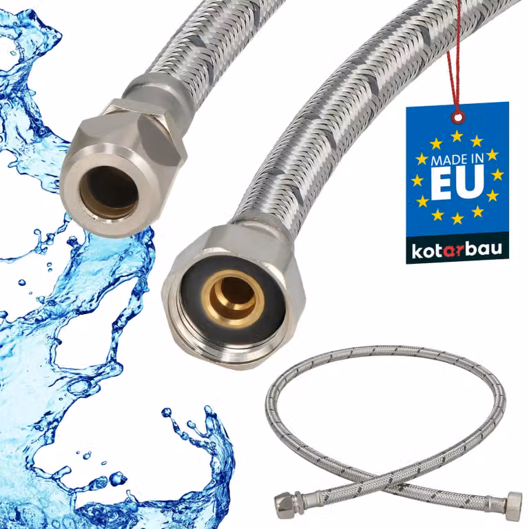 KOTARBAU® Tubo Flessibile per Rubinetto 1/2" x 3/8" Tubo di Raccordo 100cm Dado Girevole x Raccordo a Pressare Acciaio Inox