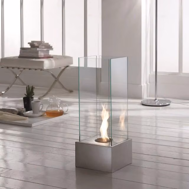 Glow, Caminetto al bioetanolo Grigio (25cm X 25cm H. 65cm) | Duzzle