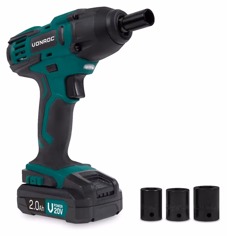Chiave a percussione a batteria da 20 V - Coppia di 150 Nm - Batteria agli ioni di litio da 2,0 Ah - Include caricabatterie rapido - Utensile manuale per auto e lavori di bricolage