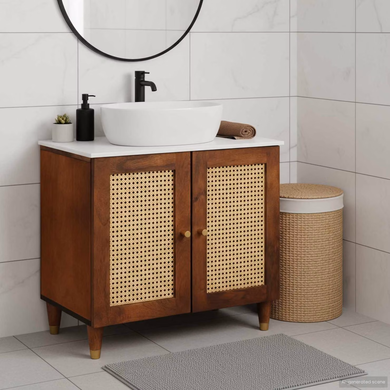 Armadio sottolavello vidaXL moderno marrone con ante a battente e ripiani interni L: 62 cm, P: 33 cm, H: 58 cm