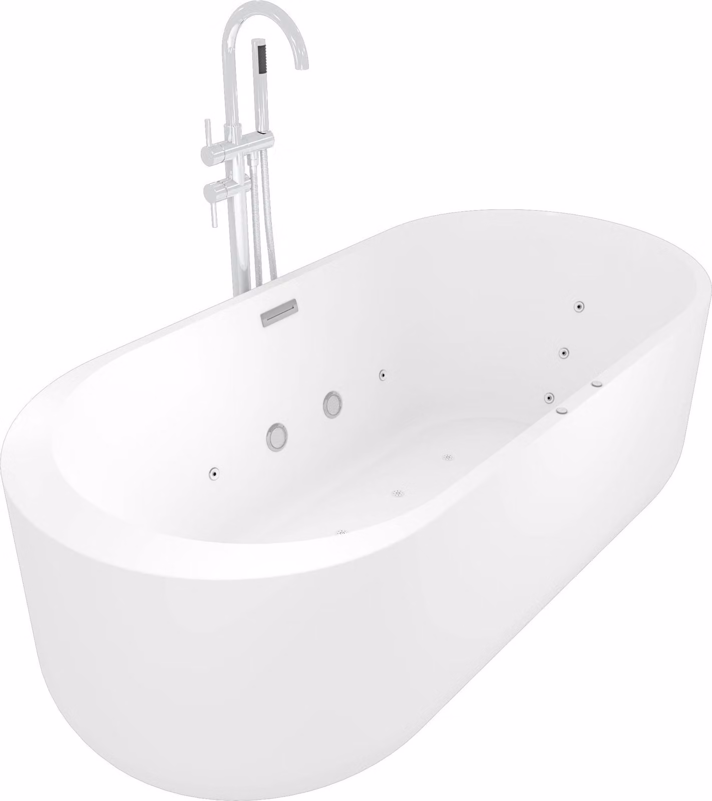 vasca da bagno autoportante F26 170x80cm con idromassaggio aria e acqua e rubinetto AF04