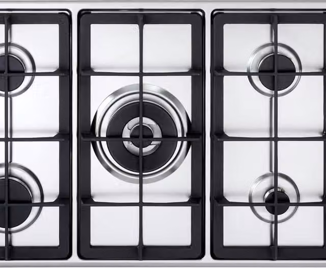 Piano cottura a gas da incasso De'Longhi PLI 59 GHD con 5 fuochi in acciaio inox silver e griglie in ghisa, L: 86 cm