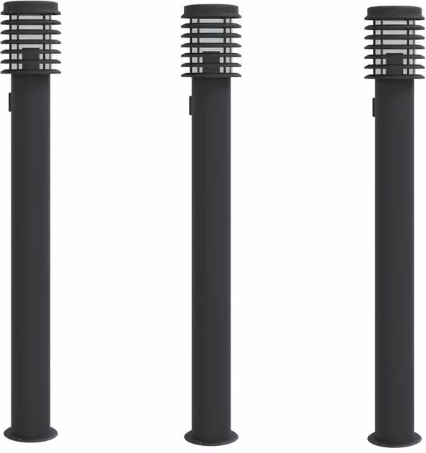 Set di 3 lampade da terra per esterni in acciaio inox e plastica, colore nero, altezza: 110 cm, modello CFW9726082