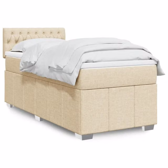 Giroletto a Molle con Materasso Crema 90x200 cm inTessuto 3289263