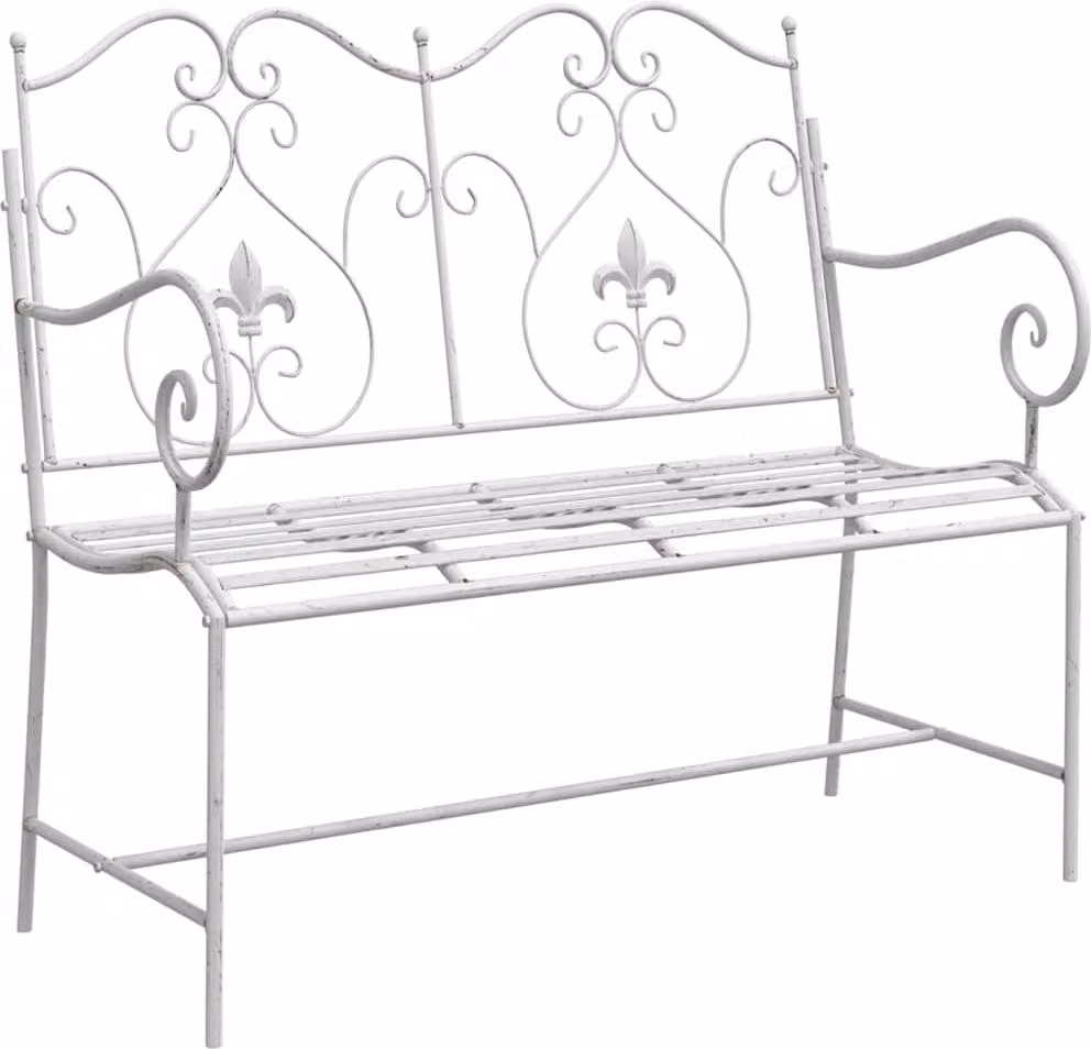 Panchina da giardino Bianco Antico 104 x 54 x 93 cm Acciaio