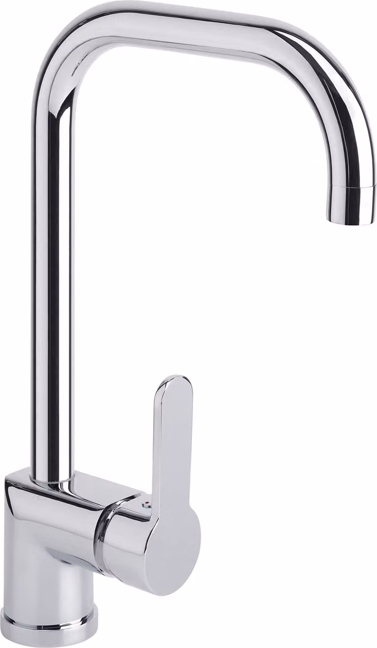 Miscelatore monocomando per cucina, cromato, per alta pressione, con un foro