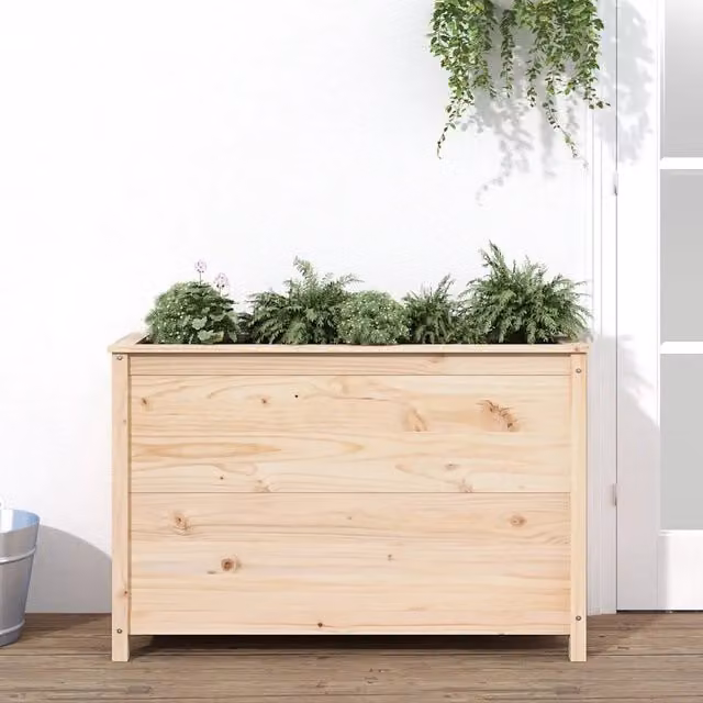 Fioriera Rialzata da Giardino vidaXL in Legno di Pino Naturale Beige L: 119,5 cm, P: 40 cm, H: 78 cm
