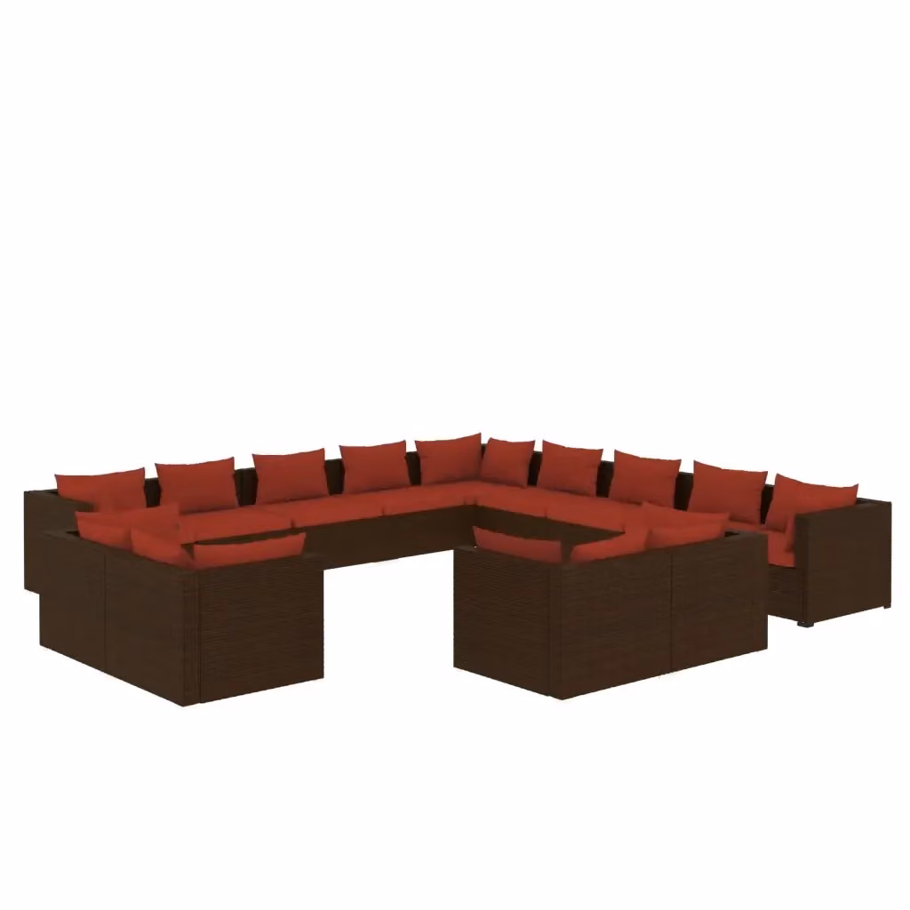 Set di divani da giardino a forma di U vidaXL in rattan marrone con cuscini inclusi e coperture rimovibili – 2