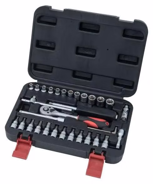 Set di chiavi a bussola da 1/4", 33 pezzi, in acciaio cromo-vanadio