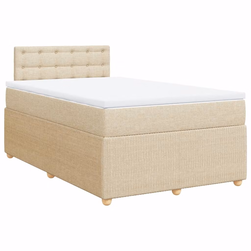 Giroletto a Molle con Materasso Crema 120x190 cm in Tessuto