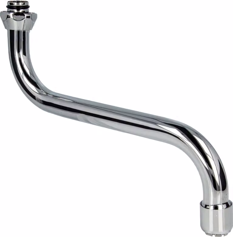 bocca tecuro S per rubinetti a parete a bassa pressione Guarnizione conica da 3/4 di pollice, lunghezza 250 mm, ottone cromato