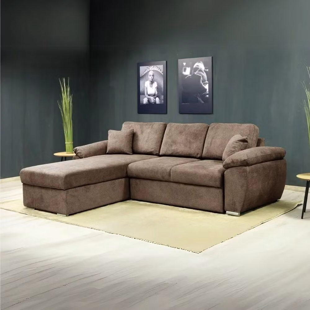 Divano Letto Alberta con penisola reversibile e contenitore colore cappuccino L/P/H: 260 x 182 x 89 cm – 2