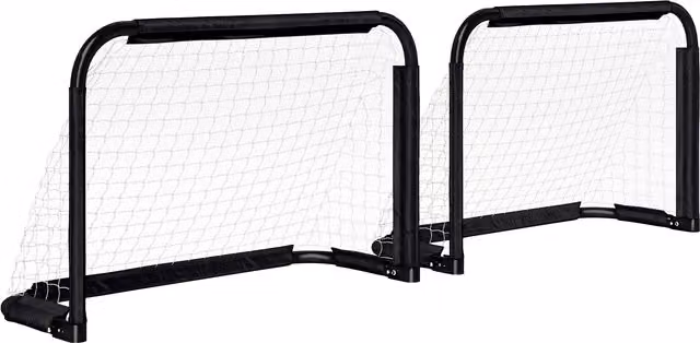 Set di 2 mini porte da calcio pieghevoli HOMCOM con telaio metallico, Nero, L 90 x P 36 x H 60 cm
