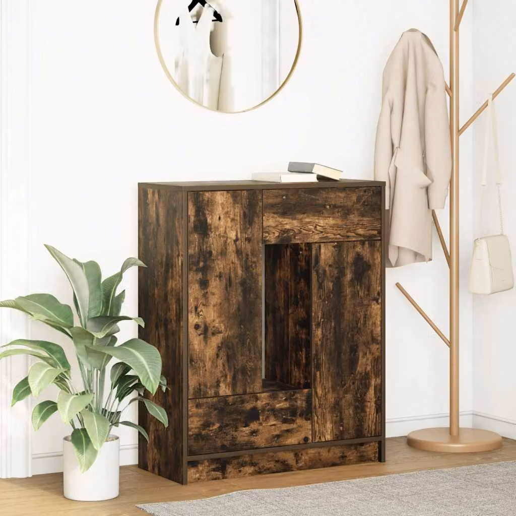 Credenza con cassetti e ante vidaXL in rovere fumo marrone L: 73 cm, P: 31 cm, H: 90 cm