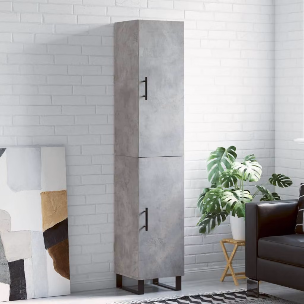 Credenza Industrial vidaXL in Legno e Metallo Grigio, L 34,5 cm x P 34 cm x H 180 cm