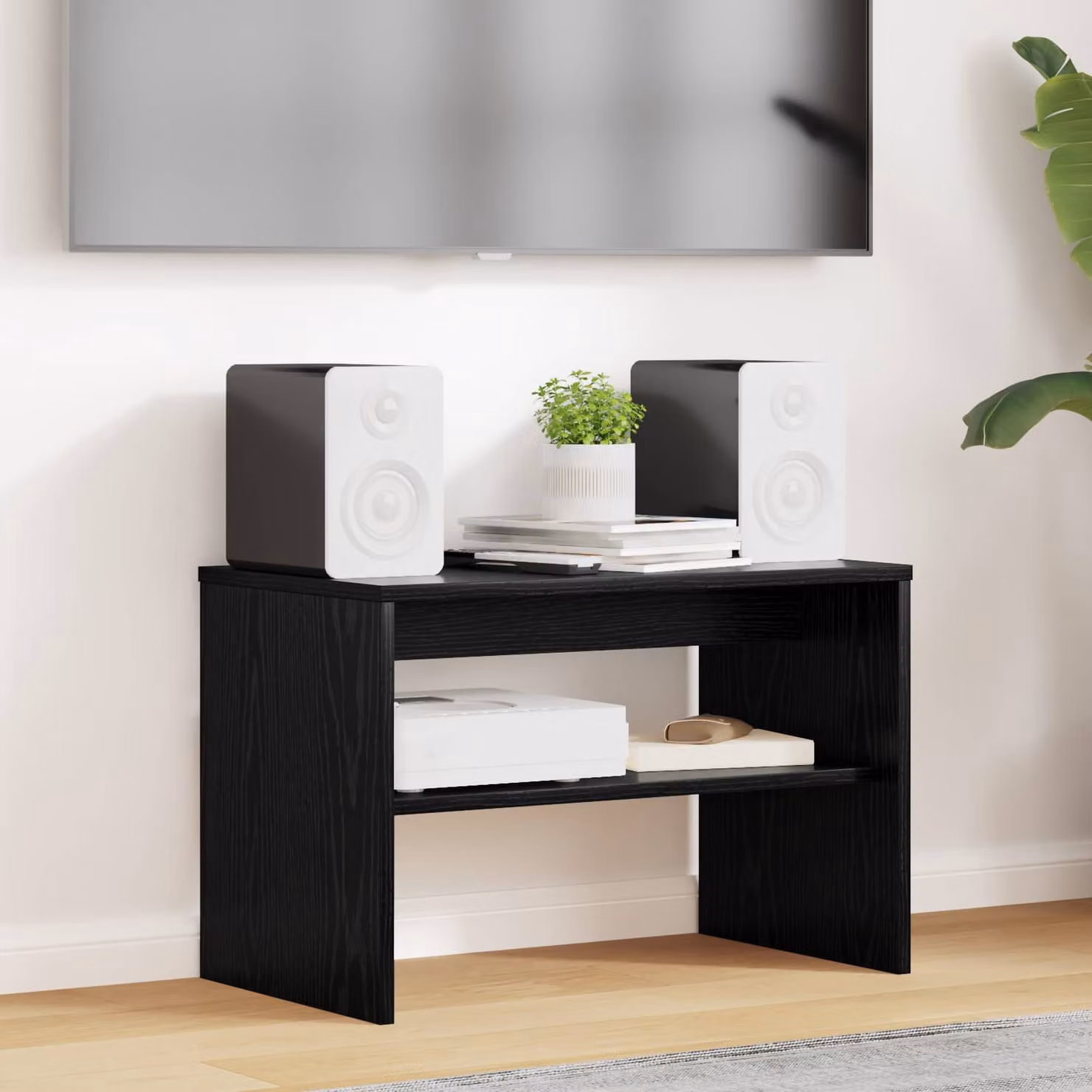 Mobile TV vidaXL moderno in legno ingegnerizzato rovere nero L: 60 cm, P: 35 cm, H: 40 cm