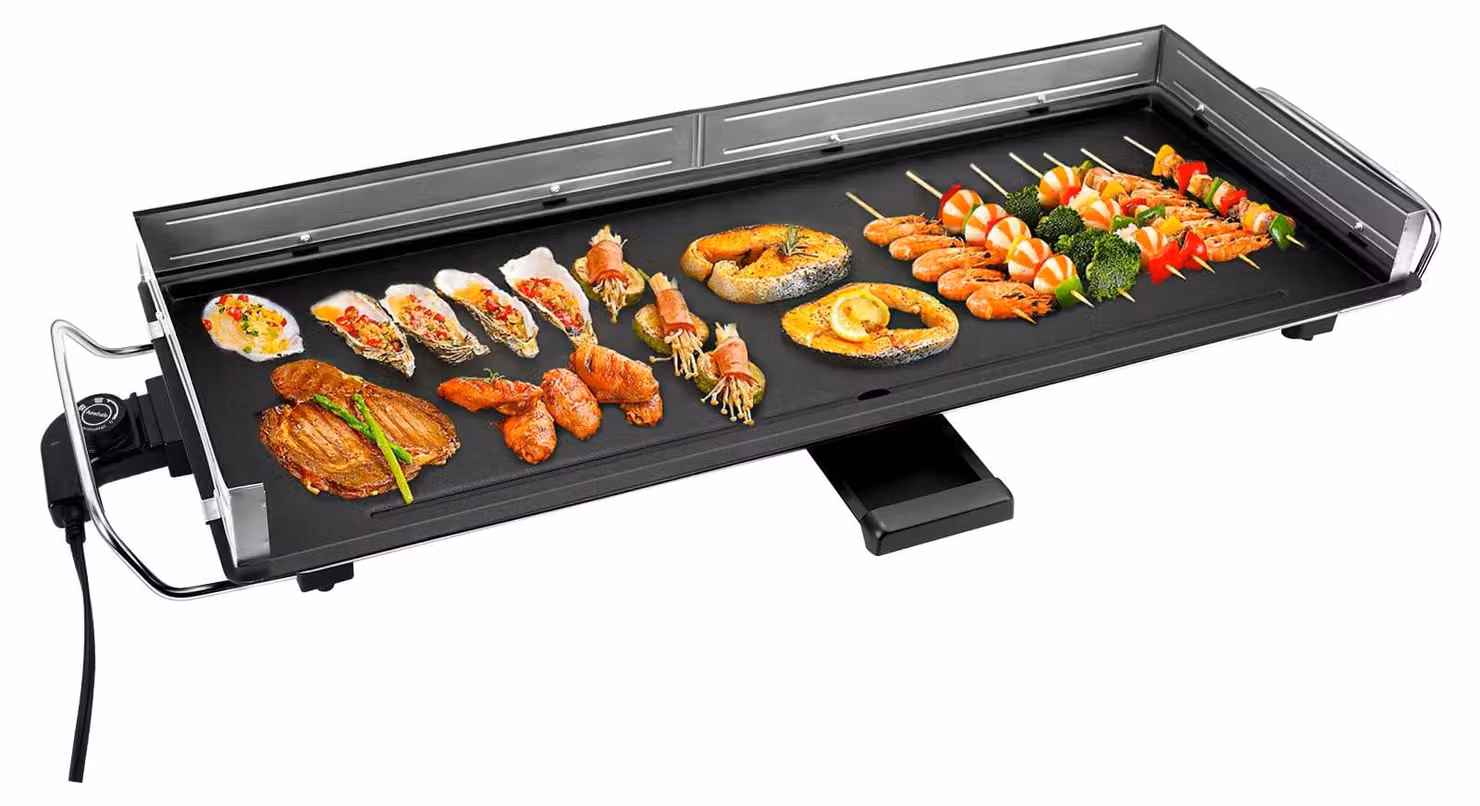 Griglia elettrica da tavolo XXL, 2400 W, 90x33 cm, con rivestimento antiaderente