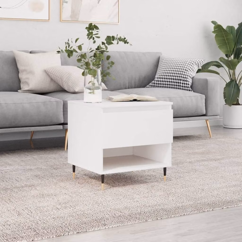 Maison Exclusive - Tavolino bianco 50x46x50 cm Materiale ligneo