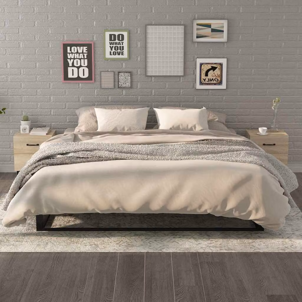 Set di 2 comodini vidaXL in stile industriale, Rovere Sonoma, L 40 cm x P 35 cm x H 47,5 cm