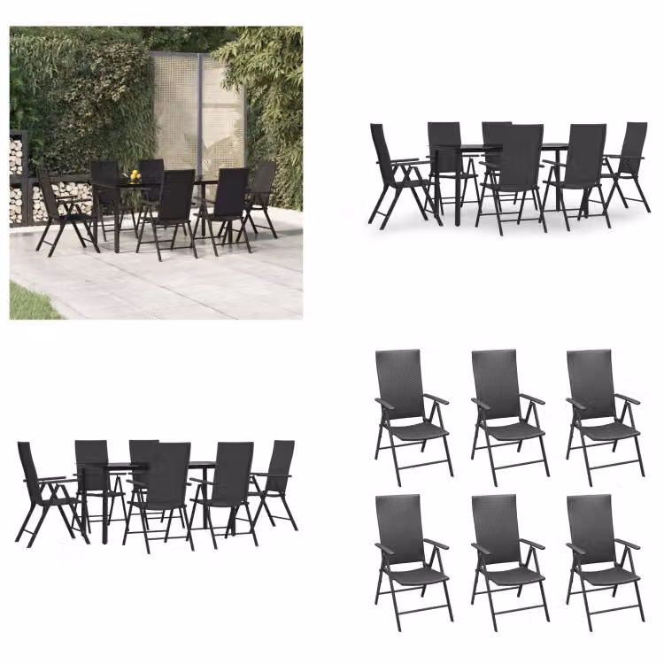 vidaXL set da pranzo da giardino 7 pezzi in poly rattan nero - Set da pranzo da giardino - Set da pranzo da giardino - Set da pranzo da esterno - Set da pranzo da terrazza