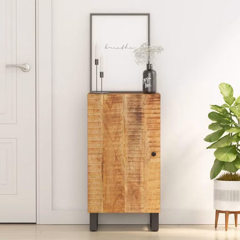 Credenza con anta vidaXL in legno massello di mango marrone L: 40 cm, P: 31 cm, H: 75 cm