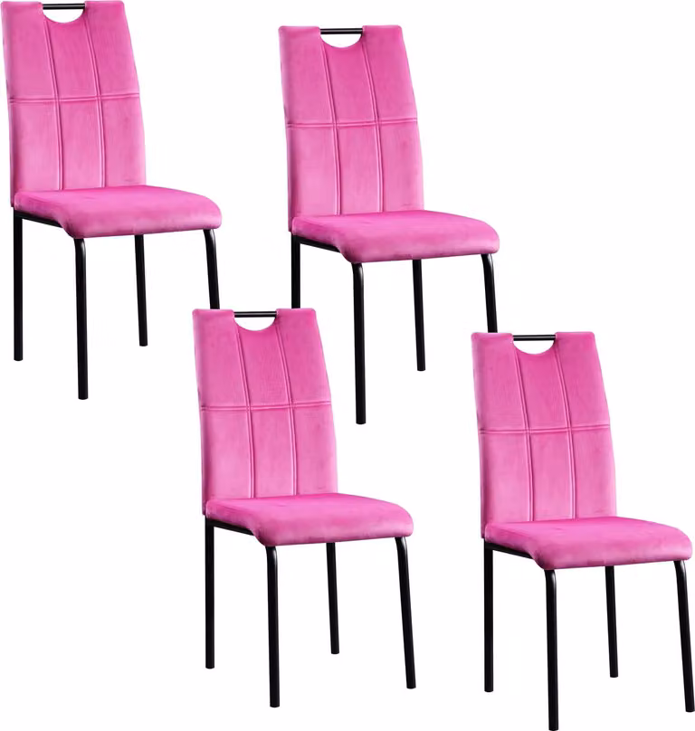 Set di 4 sedie da sala da pranzo Denton in velluto rosa