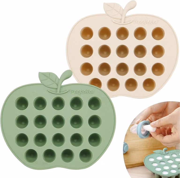 PandaEar: Set di 2 contenitori in silicone per alimenti surgelati, ideali per neonati, per frutta e altri alimenti
