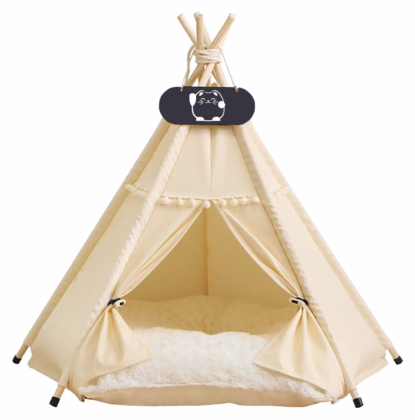 Omgoods - Tenda per cani - Cuscino lavabile/ribaltabile - Pali in legno - Cotone traspirante - Casetta da gioco - Facile da riporre - Rifugio per animali domestici