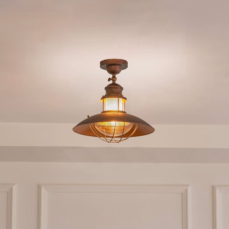 Plafoniera soffitto Louisanne Lindby, dimmerabile, Marrone / Ruggine, Cucina, Metallo, Marittimo, Plafoniera