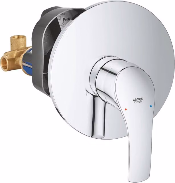 Miscelatore monocomando per doccia ad incasso Grohe Eurosmart in ottone cromato argento