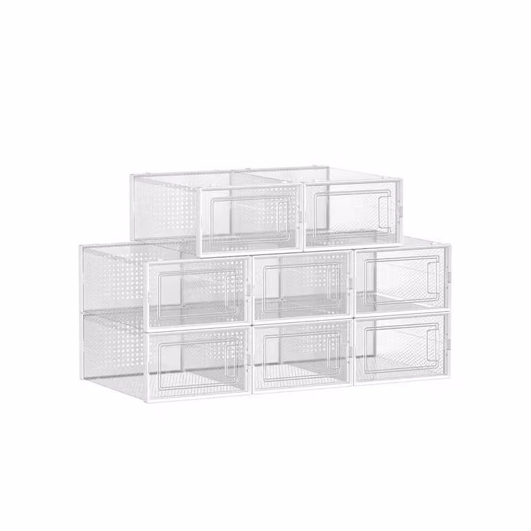 Scatole per Scarpe, Trasparente + Bianco / 33,3 x 23 x 14 cm (8 x Scatola per scarpe)