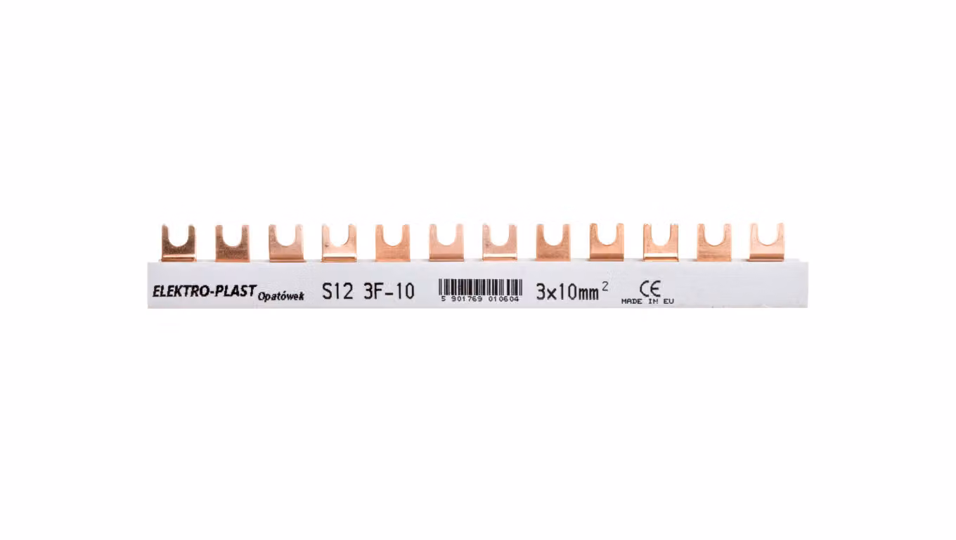 Binario di collegamento 3P 63A 10mm2 forcella (12 moduli) 3F S12 3F-10 45.122