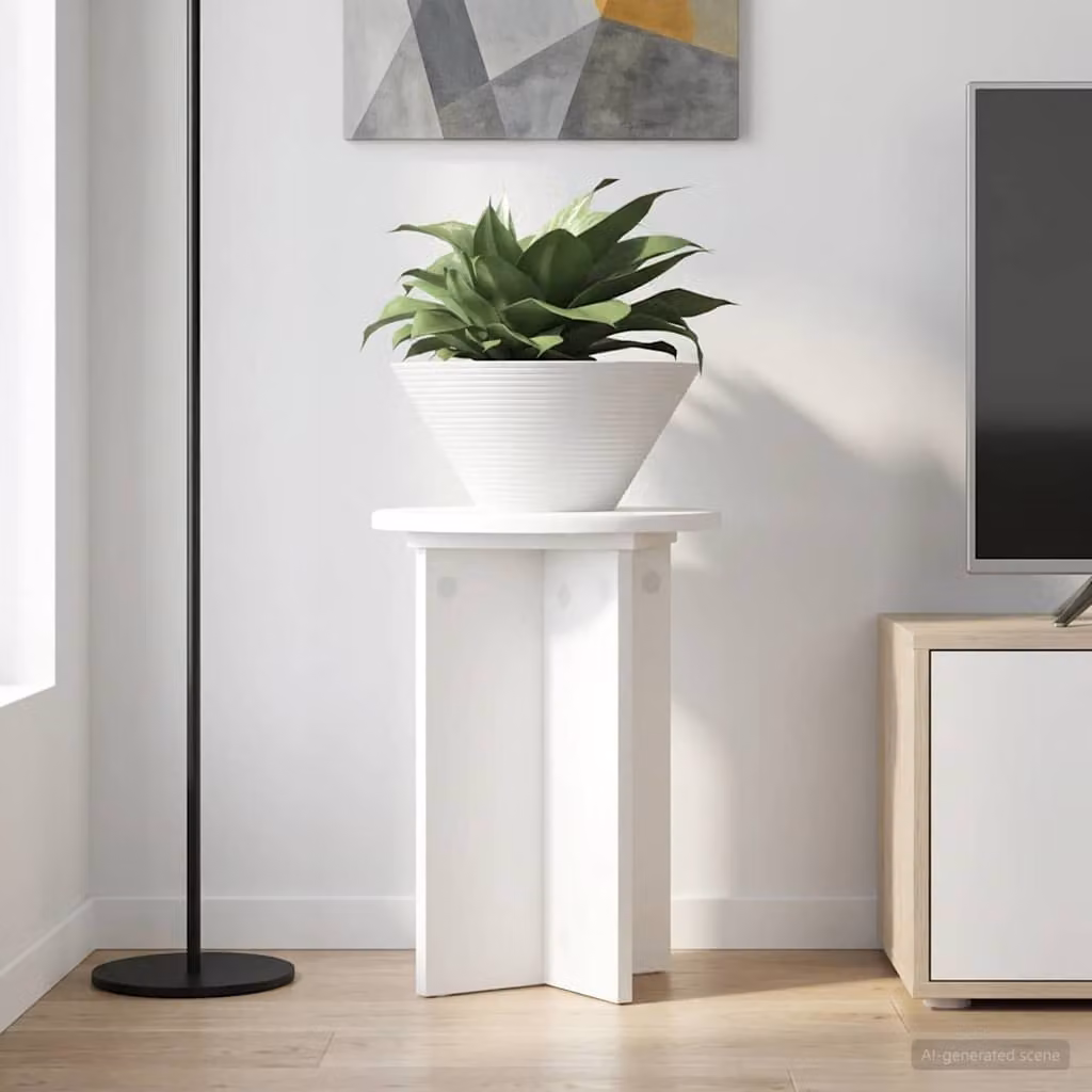 Set di 2 supporti per piante vidaXL in legno bianco, Ø 29,5 x H 40 cm