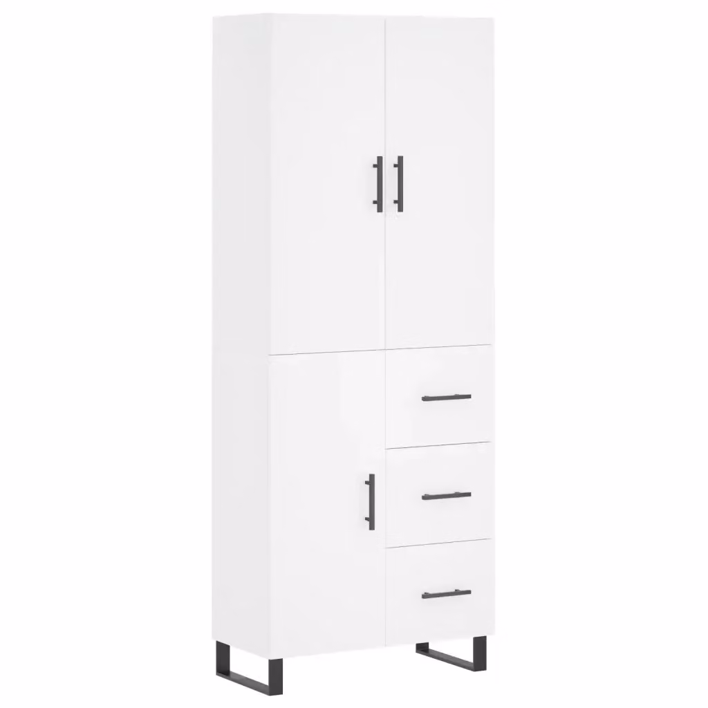 Credenza moderna bianca vidaXL in legno e metallo L: 69,5 cm, P: 34 cm, H: 180 cm – 2