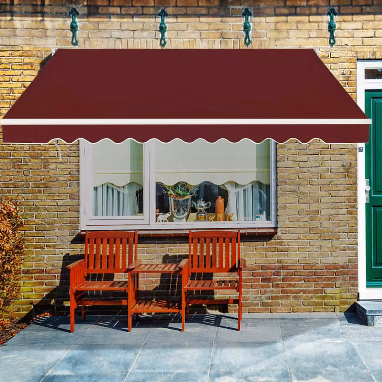 Tenda da sole a caduta inclinabile Costway con manovra a scomparsa in alluminio e poliestere, L: 4 m, H: 2,5 m, Colore Rosso bordeaux