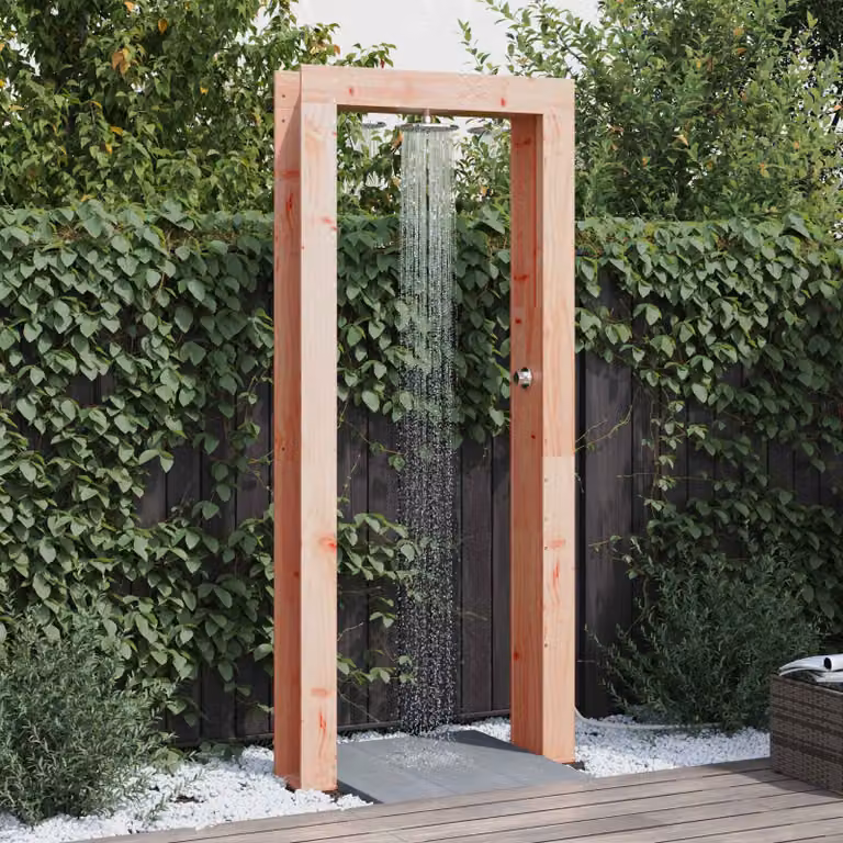 Doccia da esterno vidaXL in legno e acciaio inossidabile, colore marrone, Altezza: 226 cm