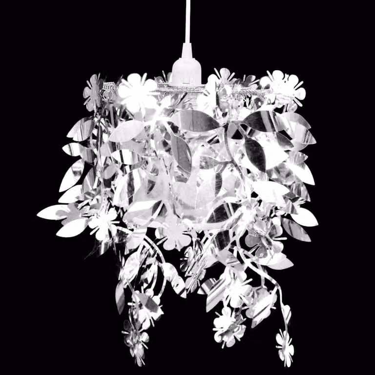 vidaXL Lampadario da Soffitto Sospeso con Foglie e Paillette Argento, L: 21,5 cm, H: 30 cm