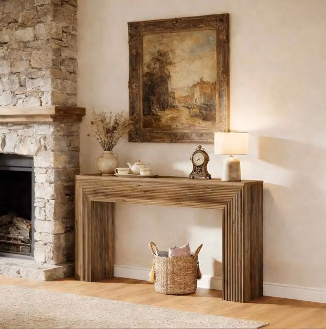 Tavolo consolle rustico in MDF marrone 160x30 cm per ingresso o soggiorno